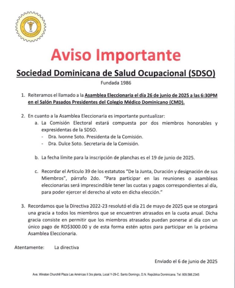 Sociedad Dominicana de Salud Ocupacional (SDSO)