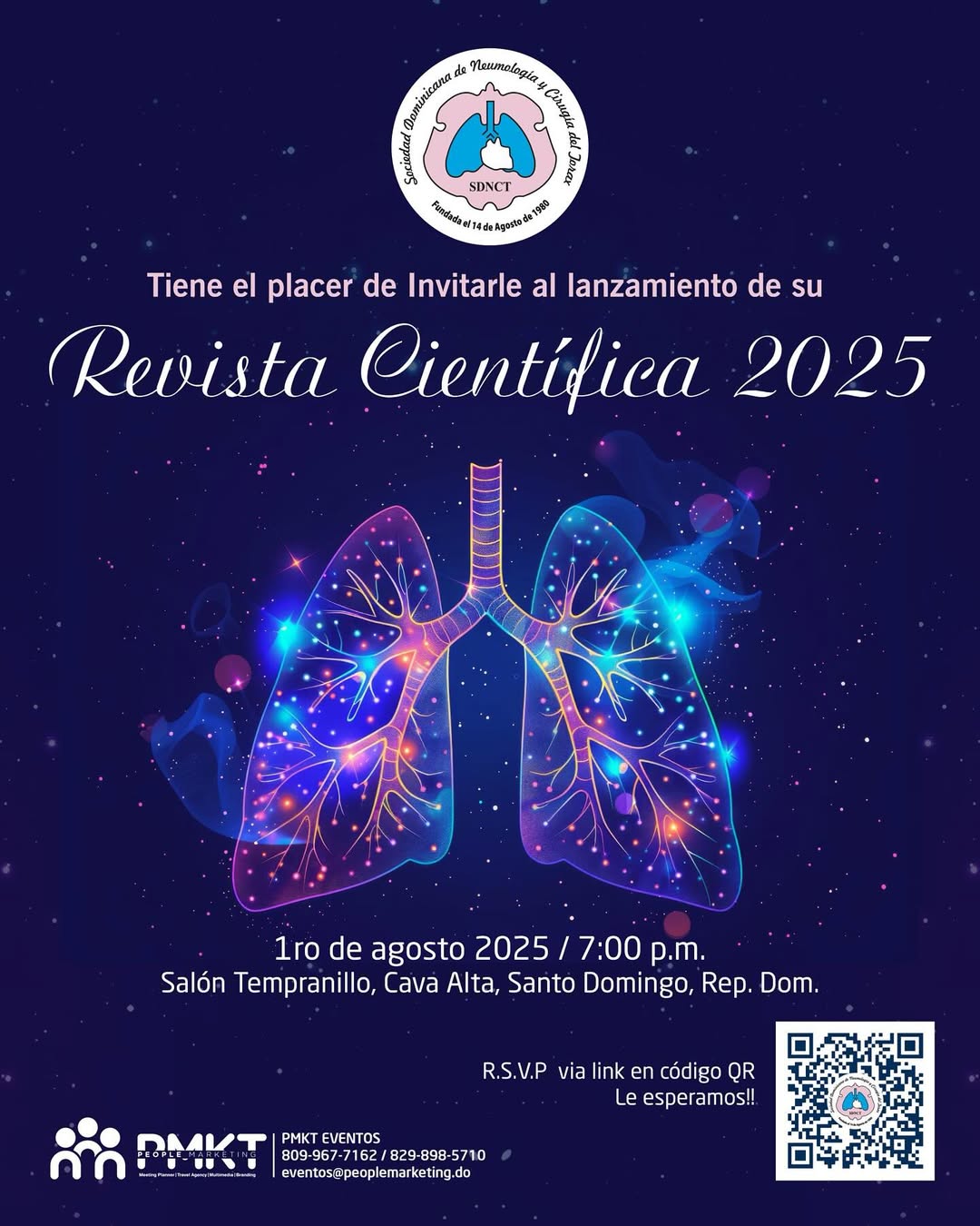 La Sociedad Dominicana de Neumología y Cirugía del Tórax (SDNCT) tiene el honor de invitarle al