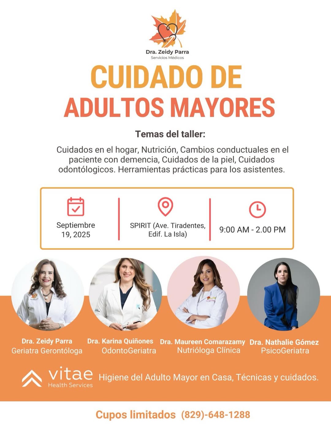 Celebrarán un taller de cuidado de adultos mayores en Santo Domingo