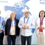 Rafael Santos Badía, director general de INFOTEP, Elena Montobbio, dir CinterforOIT, Maira Morla y Edgar Pimentel