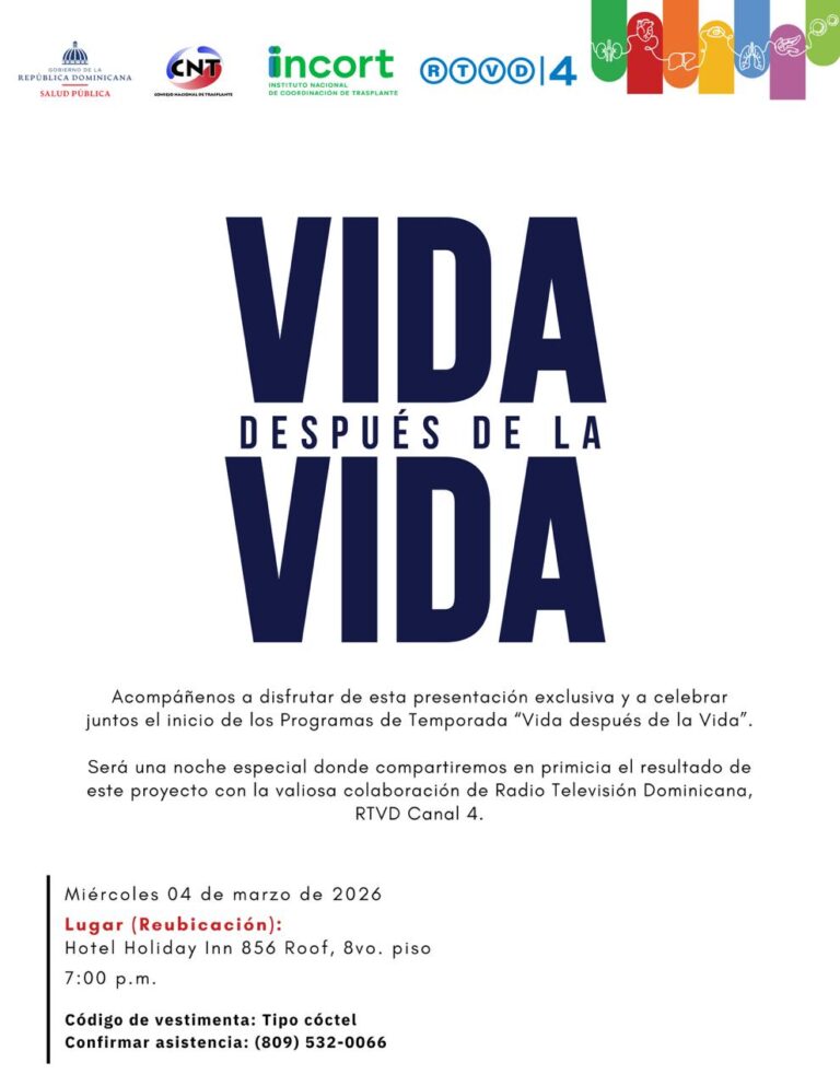 MSP, CNT, INCORT y RTVD invitan a presentación del inicio de los Programas de Temporada "Vida después de la Vida"