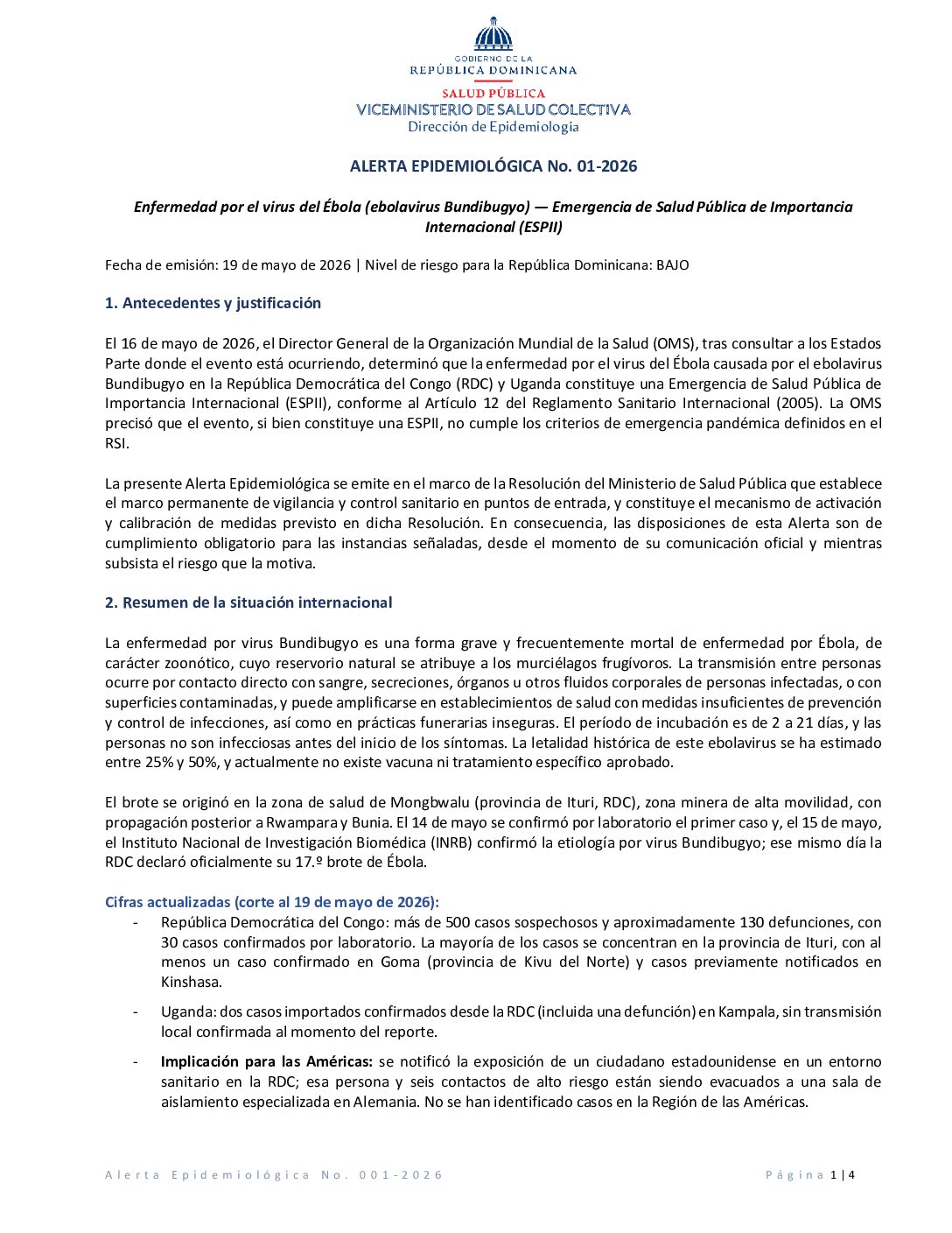 Alerta Epidemiologia No. 001-2026