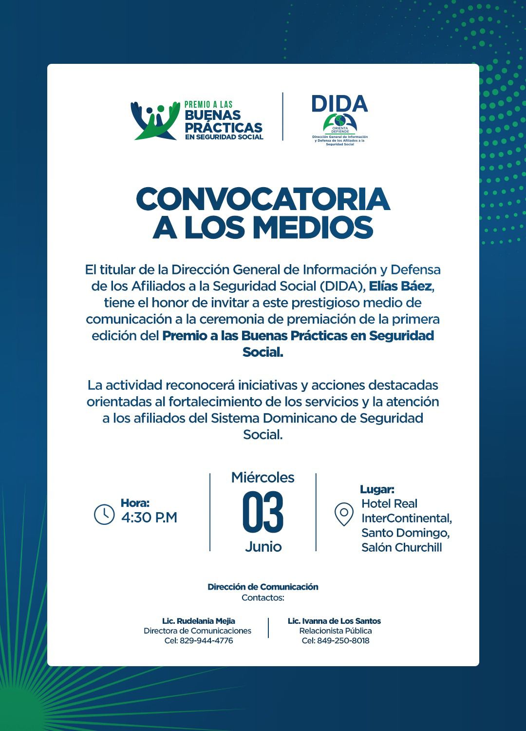 CONVOCATORIA DE PRENSA de la DIDA para el miércoles 3 de junio