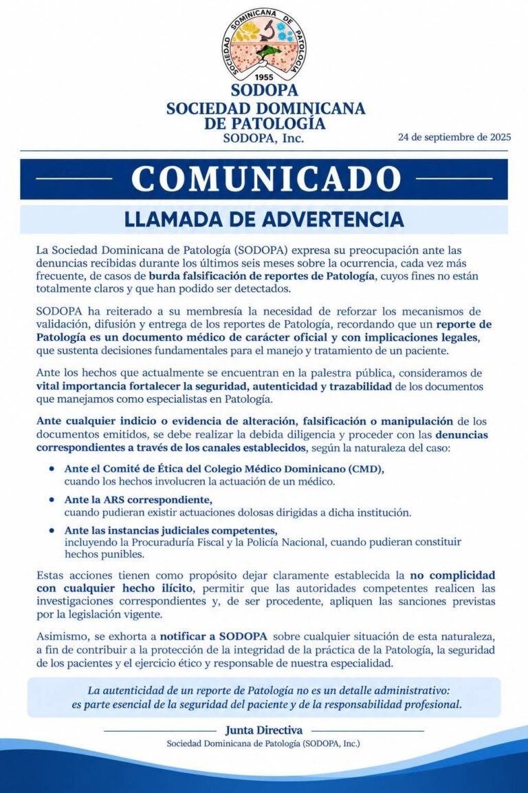 Sociedad Patología denuncia falsificación de "reportes patológicos"